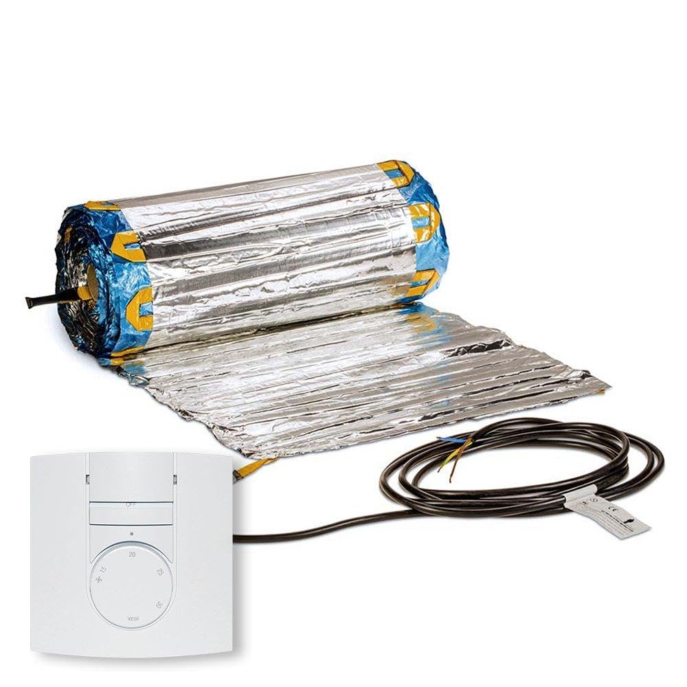 Tappetino riscaldante elettrico a pavimento in Aliuminium IR a infrarossi Warmset 150 W per m2 Oro … (6,0 m2, termostato manuale)