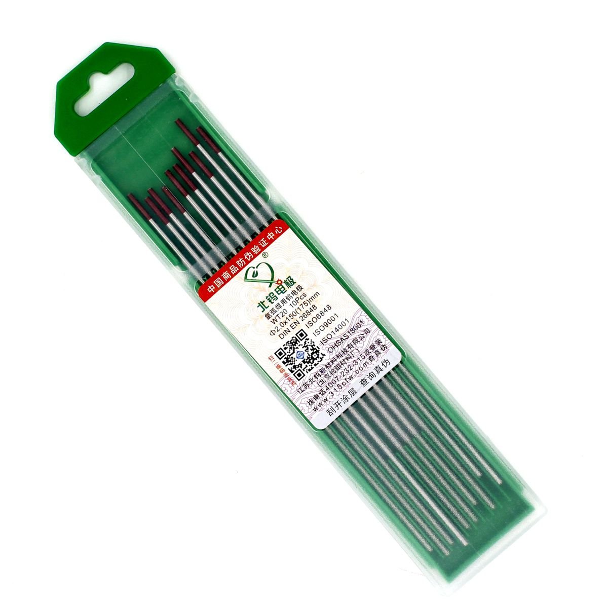 WT-20 2,0 × 150 mm 5/64'' X 6'' TIG materiały eksploatacyjne elektroda wolframowa 2% Thoriated Red Mark PK-10
