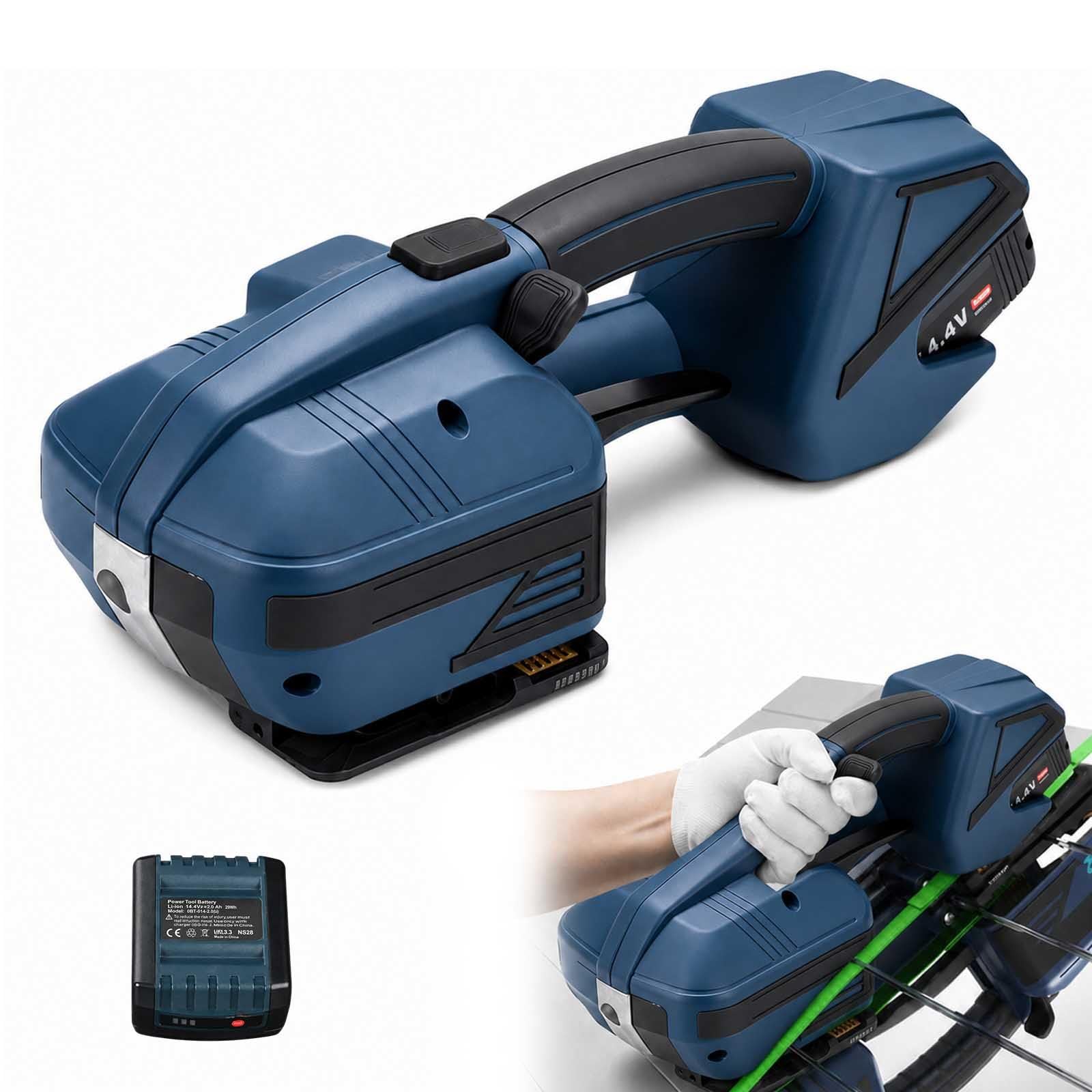 Handgehaltene Elektrische Umreifungsmaschine, Elektrisches Umreifungswerkzeug Für Pp-/Pet-Umreifungsbänder Mit LCD-Display, Geeignet Für Holz, Marmor, Ziegel Und Stahl Singlebattery