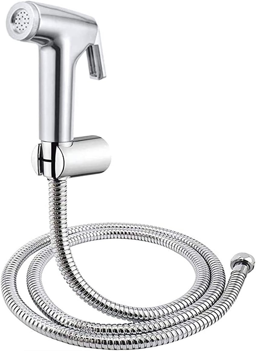 Jet Spray for Toilet Health Faucet with SS-304 Grade ABS 1.0 Meter Flexible Hose Pipe and Wall Hook, Chrome (Silver 1)