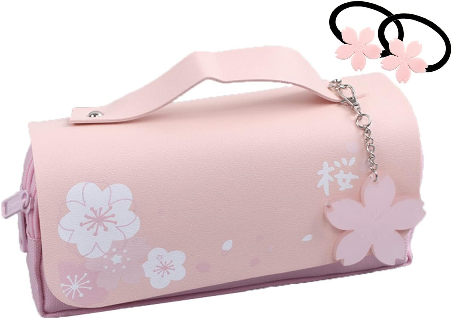 Kawaii Cherry Blossom Pencil Bag Pink Sweet Pencil Case Large Capacity Stationery Pouch School Supplies Makeup Bag