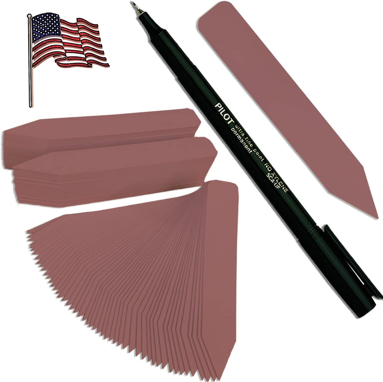5" x 5/8" Brown Premium Pot Stakes with Marker - 1,000 Pcs - Plastic Plant Tags and Labels - Nursery Garden Tree Labels Waterproof Writeable | Made in The USA |