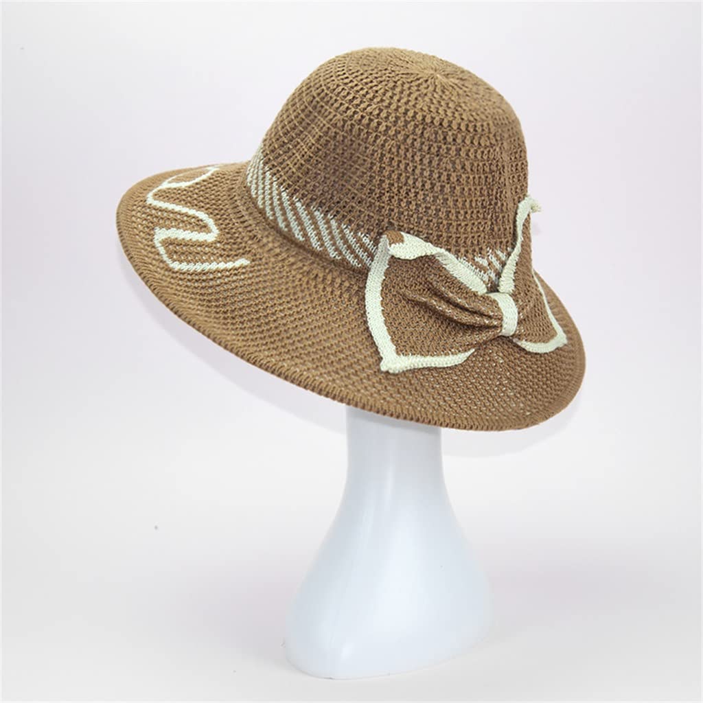 Cappello di Paglia Intrecciato Estivo Cappello da Pescatore da Spiaggia Cappello da Sole da Donna Cappello di Paglia Cappello per Il Tempo Libero all'aperto (Color : A, Size : One Size) (A One Size)