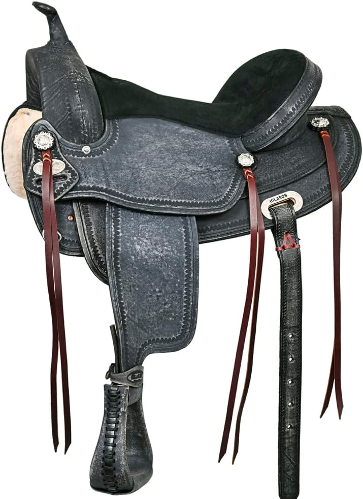 HILASON Western Horse Treeless Trail Pleasure American Leather Saddle | Barrel for Horses