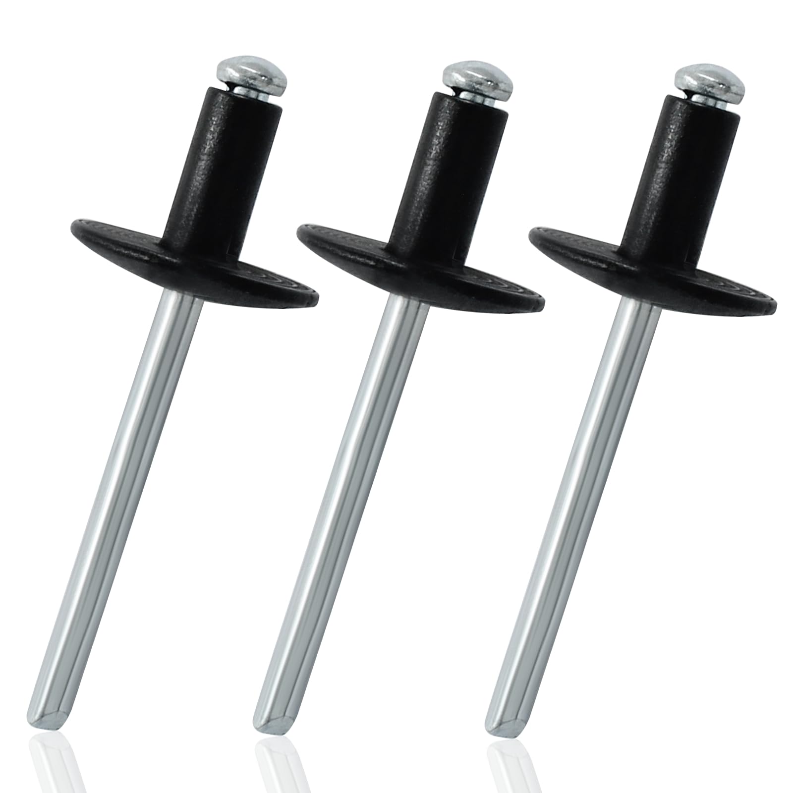 60 Pcs 3/16" x 1/2" Large Flange Aluminum Blind Rivets Dome Head Pop Rivets for Installing Accessories, Black