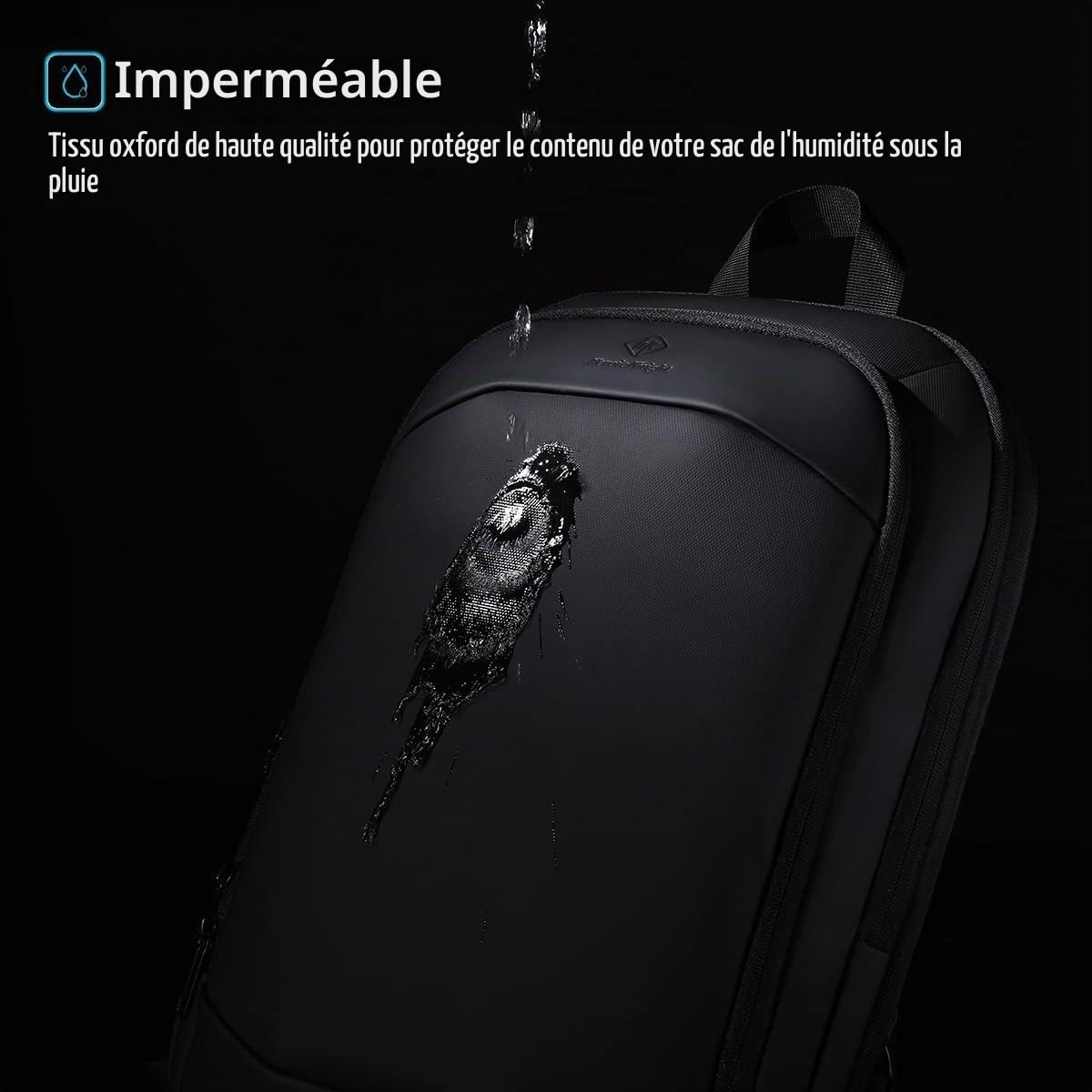 Sac à Dos Ordinateur Portable 15.6 Pouces | Léger et Extensible Antivol Imperméable Fonctionnel pour Homme Elegant pour Loisirs Affaire Scolaire Zips YKK 20L (Noir)