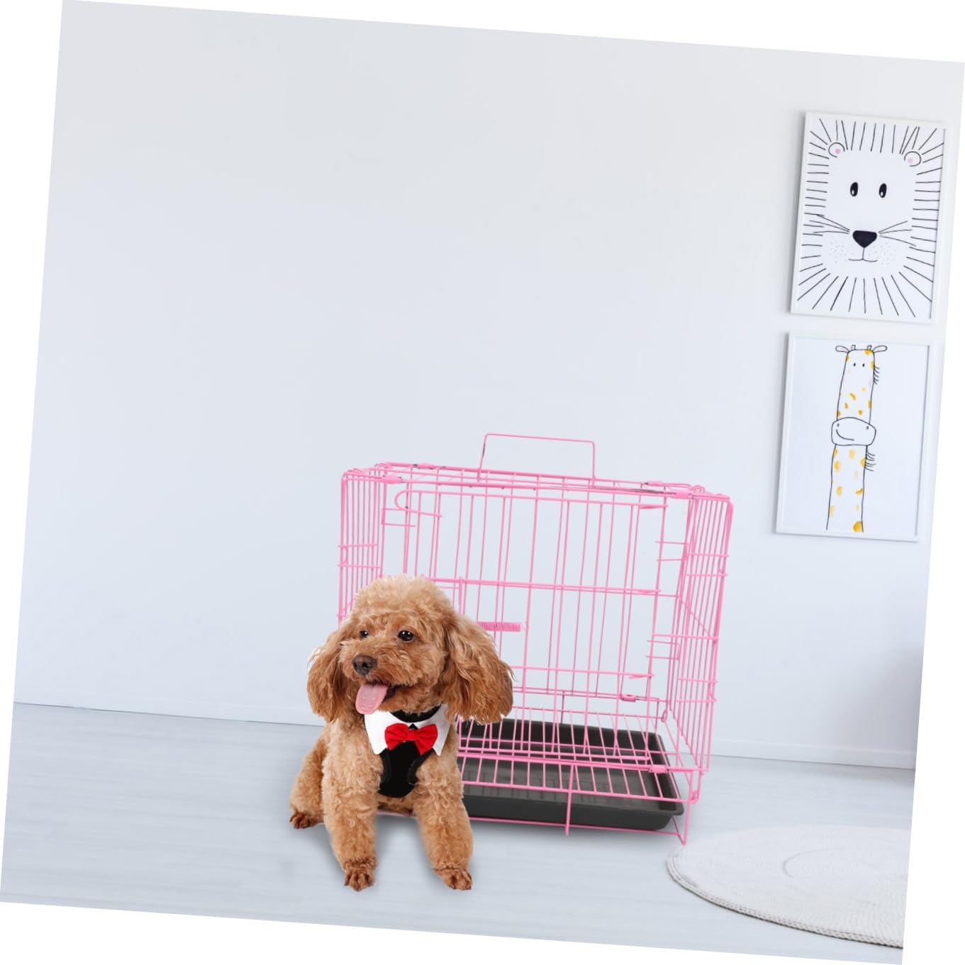 Folding Pet Cage Small Medium Dogs Cats Rabbit Portable Kennel Pink for Indoor Outdoor Use Safe Breathable House