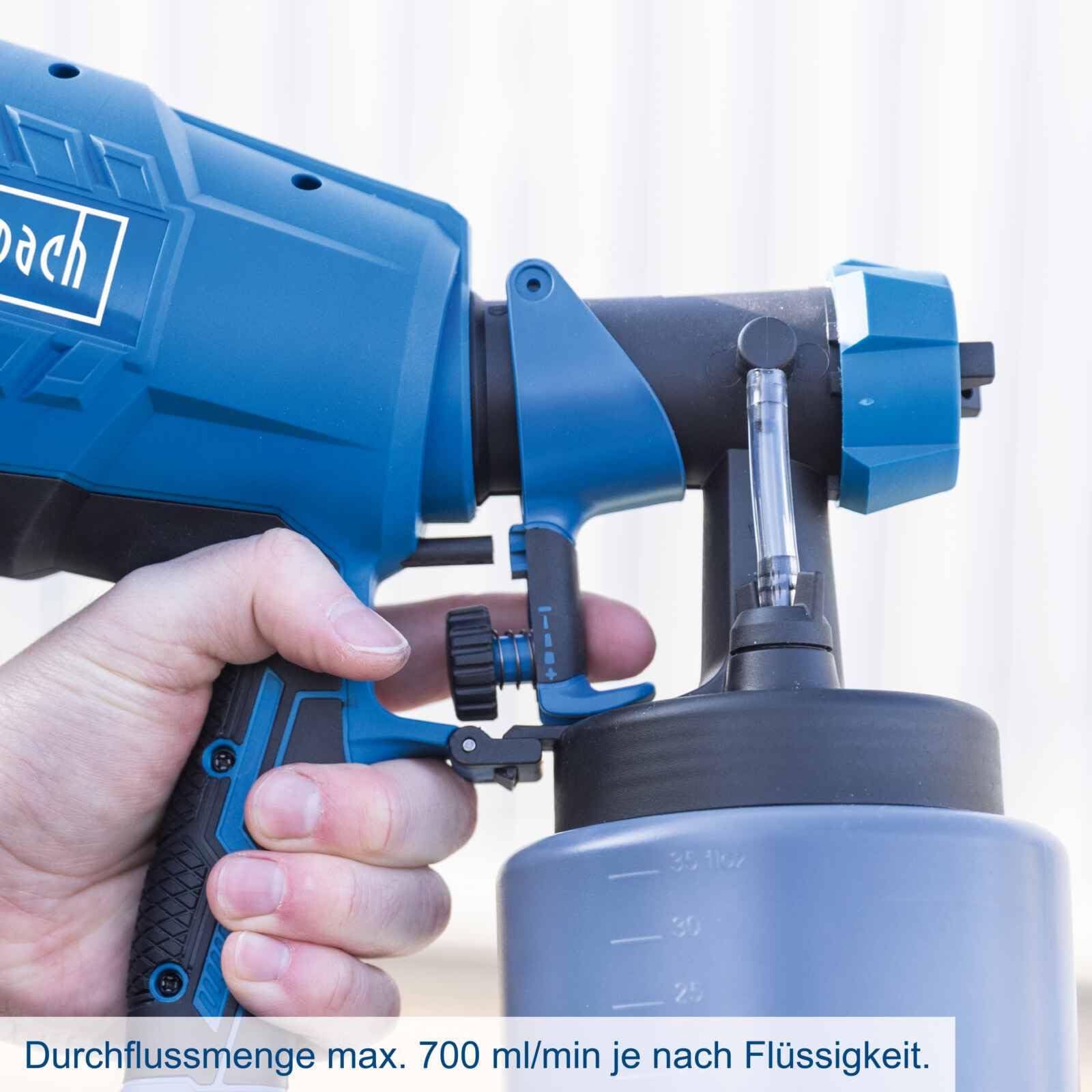 Scheppach Akku Farbsprühsystem C-APS700-X Lackierpistole 1L Farbbehälter | 120 m²/h Flächenleistung | 700 ml/min Durchflussmenge | 20V-IXES-Serie | 10 Jahre Garantie | mit 2Ah Akku & Ladegerät