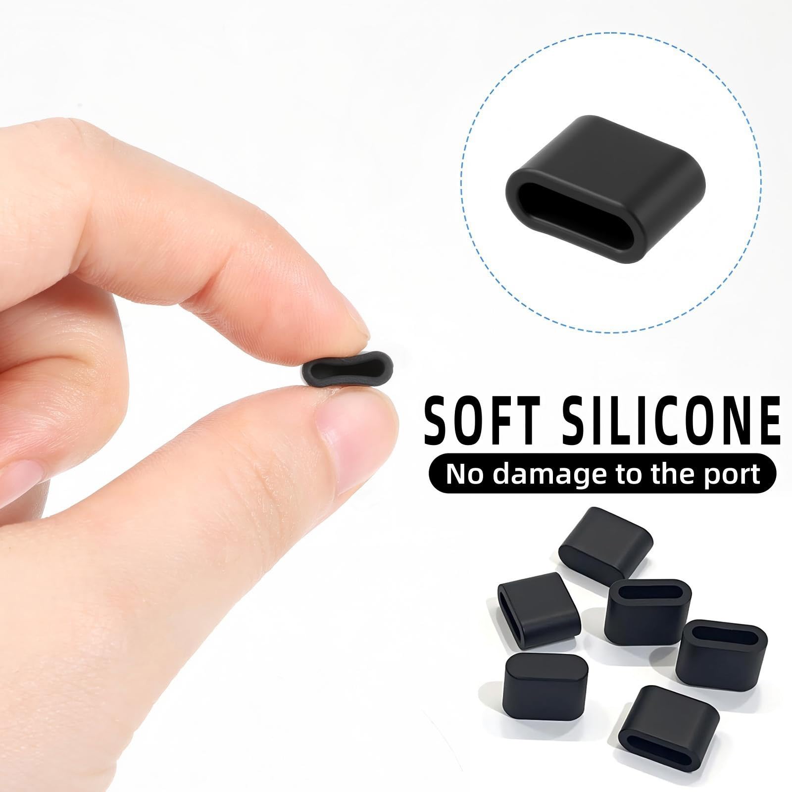 Lot de 20 bouchons anti-poussière en silicone de type C mâle pour tout port de charge de type C (noir)