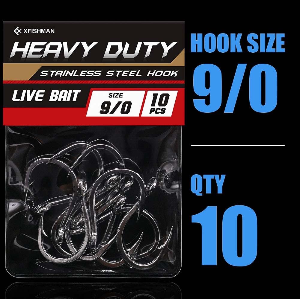 サークルフック-海水釣り-オクトパス-フック-3X ストロングステンレスビッグゲームサイズ1/0-9/0(10個入り9/0パック)