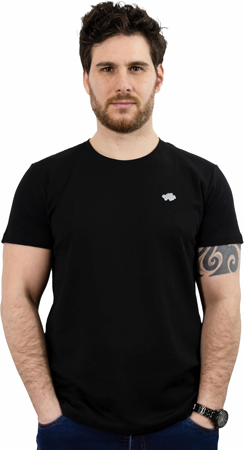 Men’s T-Shirt 100% Peruvian Cotton, Ultra Soft, Stretch Knit, Doesn’t Shrink, Large Size Only – Breathable & Durable