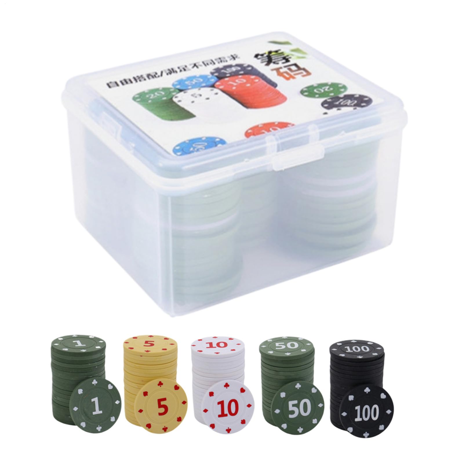 Chip da poker con numeri, accessorio da colorato con scatola | portaoggetti, fiches da poker professionali, per tornei notturni, feste, vacanze, compleanni, uffici, stanze, riunioni di fam