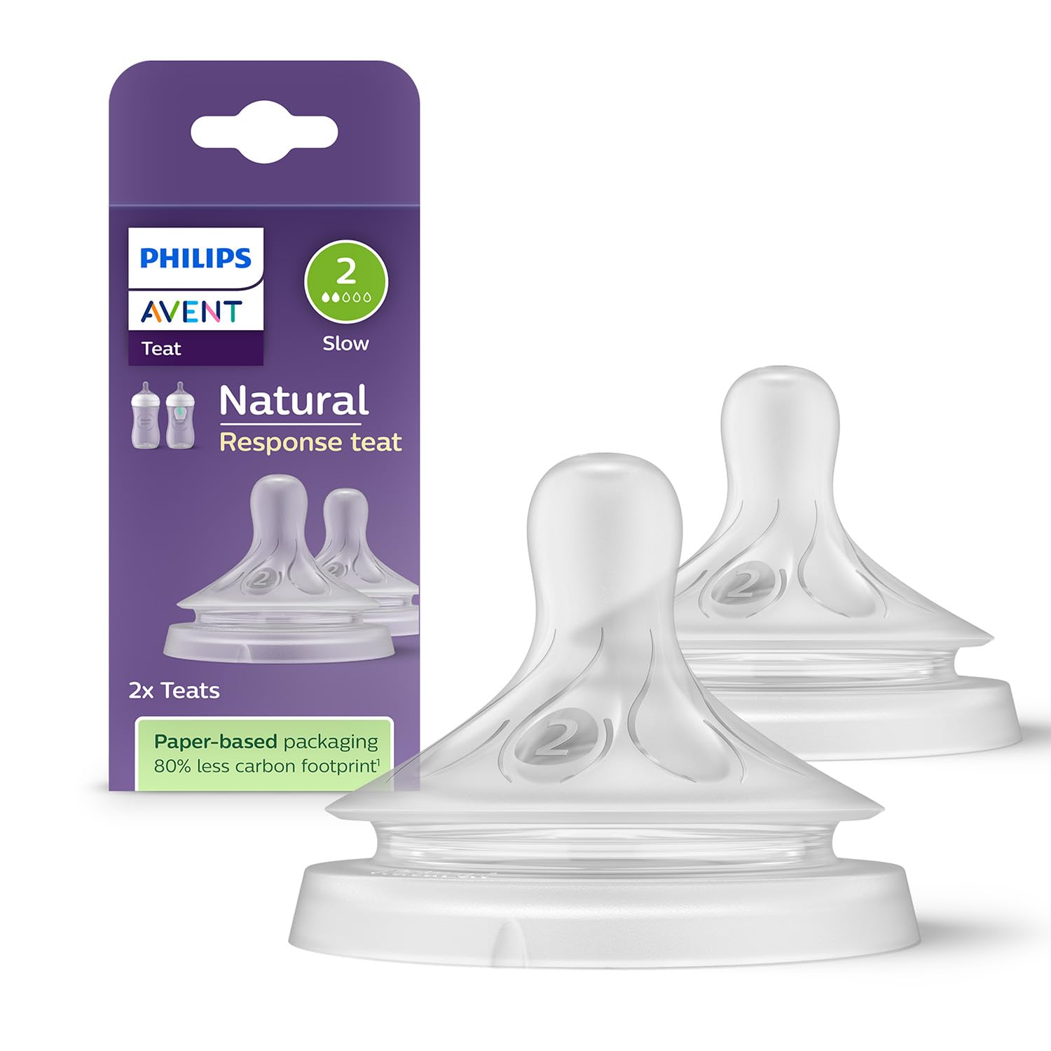 Philips Avent Natural Response Bottle Teat - 2 x Baby Bottle Flow 2 Teats for Newborn Babies, 0+ Months, BPA Free (Model SCY962/02)-image-34