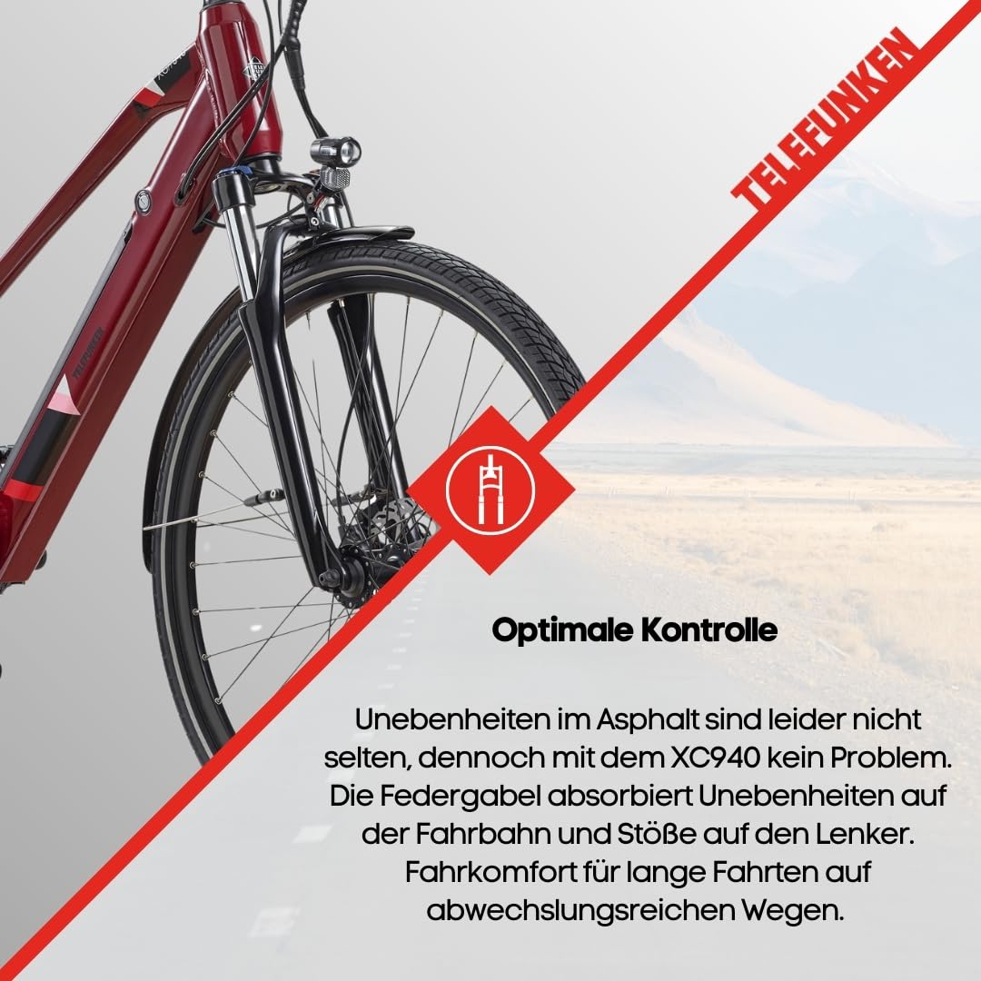 TELEFUNKEN E-Bike 28 Zoll Fahrrad für Damen & Herren | Trekking Pedelec mit 8-Gang / 24-Gang Kettenschaltung & Scheibenbremsen | Elektrofahrrad mit 250 W Heckmotor & integriertem 417,6 Wh Li-Ion-Akku