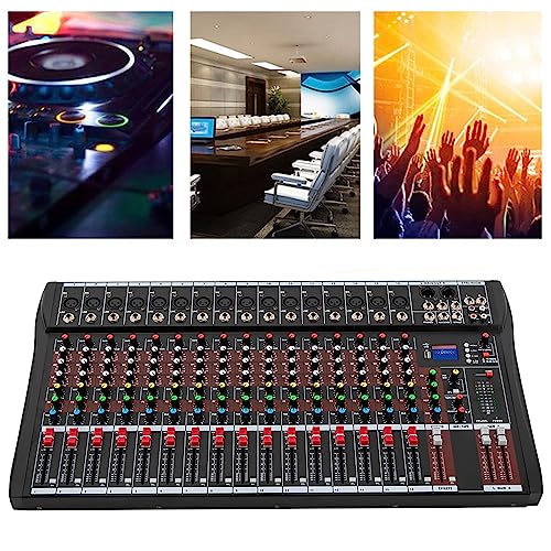 16 Channel Dj Audio Mixer With Bluetooth Usb, 4000W Studio Audio Sound Mixer Console, Professional Power Mixer Ultra Low Noise, Digital Effect Processor #TOP1