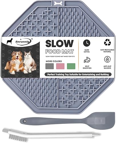 Miniatura 6 de Tapete para lamer gatos con forma de pez, tapete antideslizante para lamer lentos con ventosas para reducir el aburrimiento, ideal para bañarse y