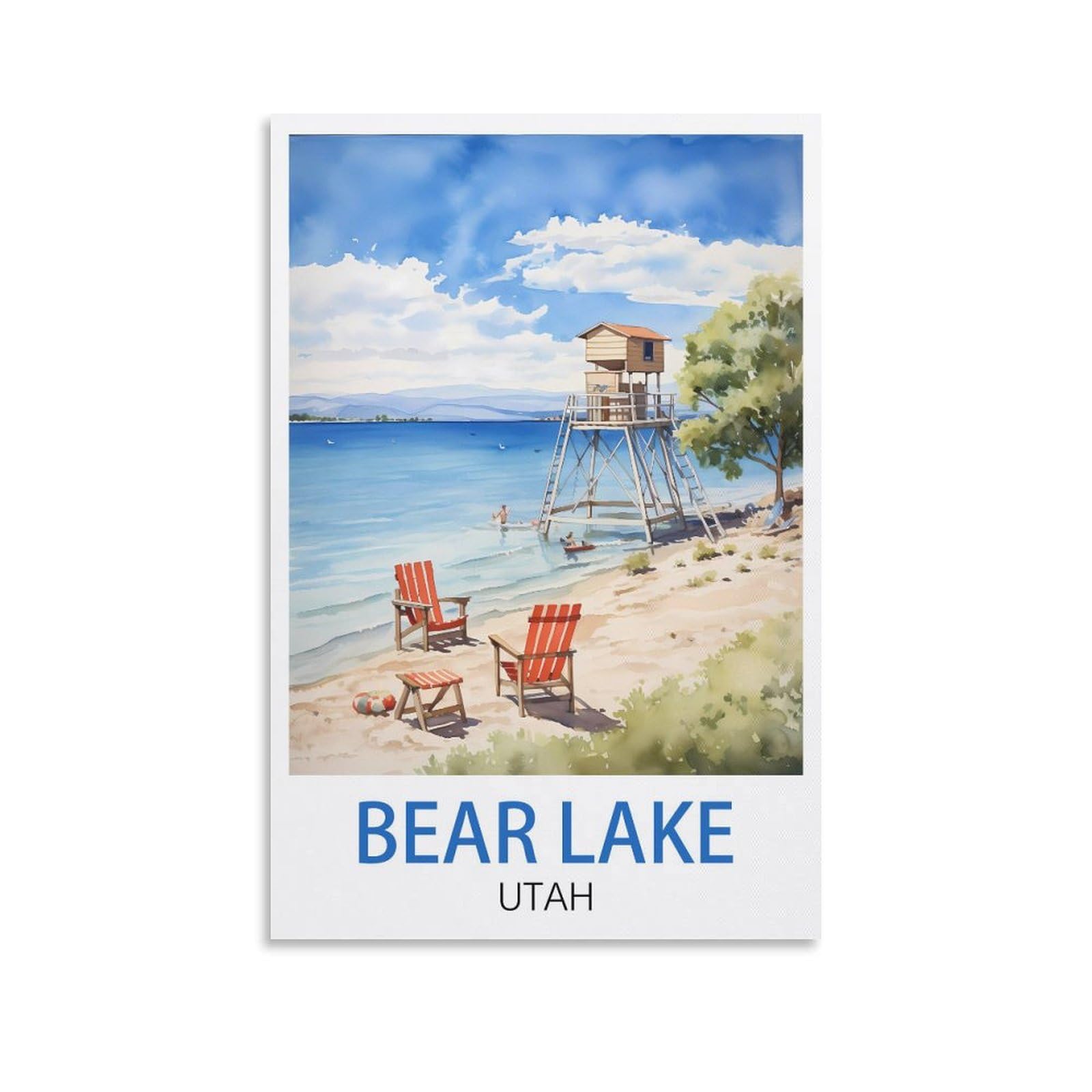Vintage Metal Tin Signs Bear Lake Utah Metal Wall Art Bar Sign for Kitchen Pubs Coffee Metal Wall Decoration 30x30cm