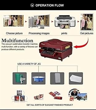 Heat Press Machine, 3D Sublimation Vacuum Printer, for Mugs, T-Shirts, and Phone Cases - Digital Printing Machine for Sublimation and Heat Transfer(Red)