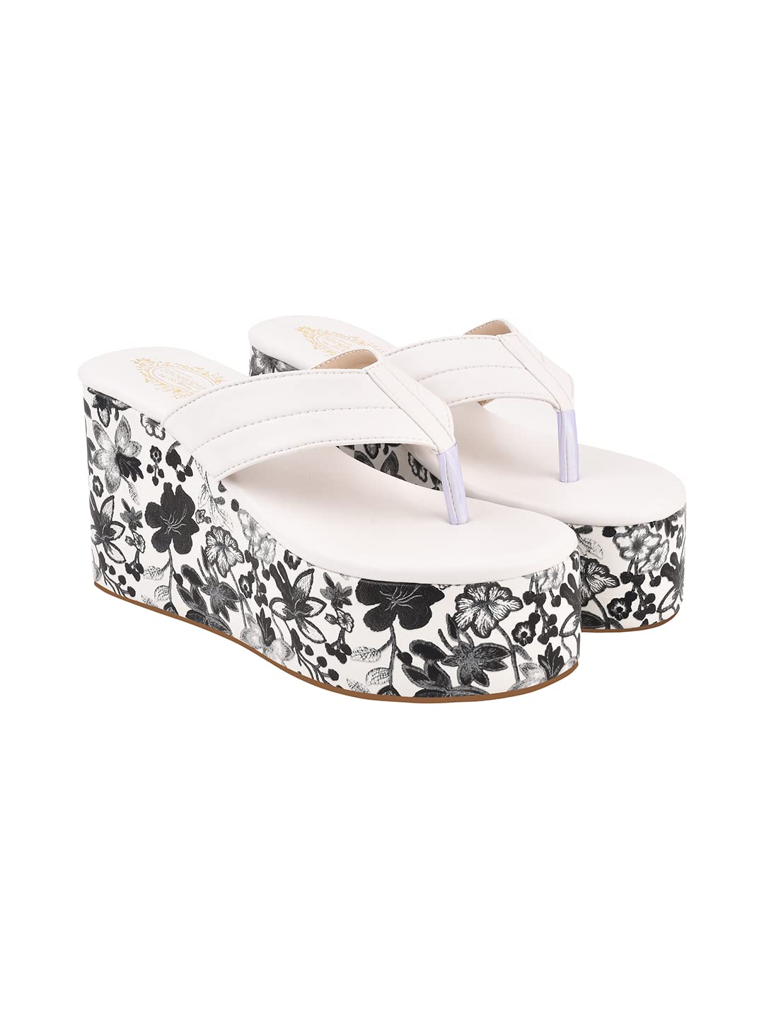 Shoetopia Floral printed heel detailed White Wedges For Women & Girls /UK2 (B0BZPTJY5F) Amazon Price History, Amazon Price Tracker