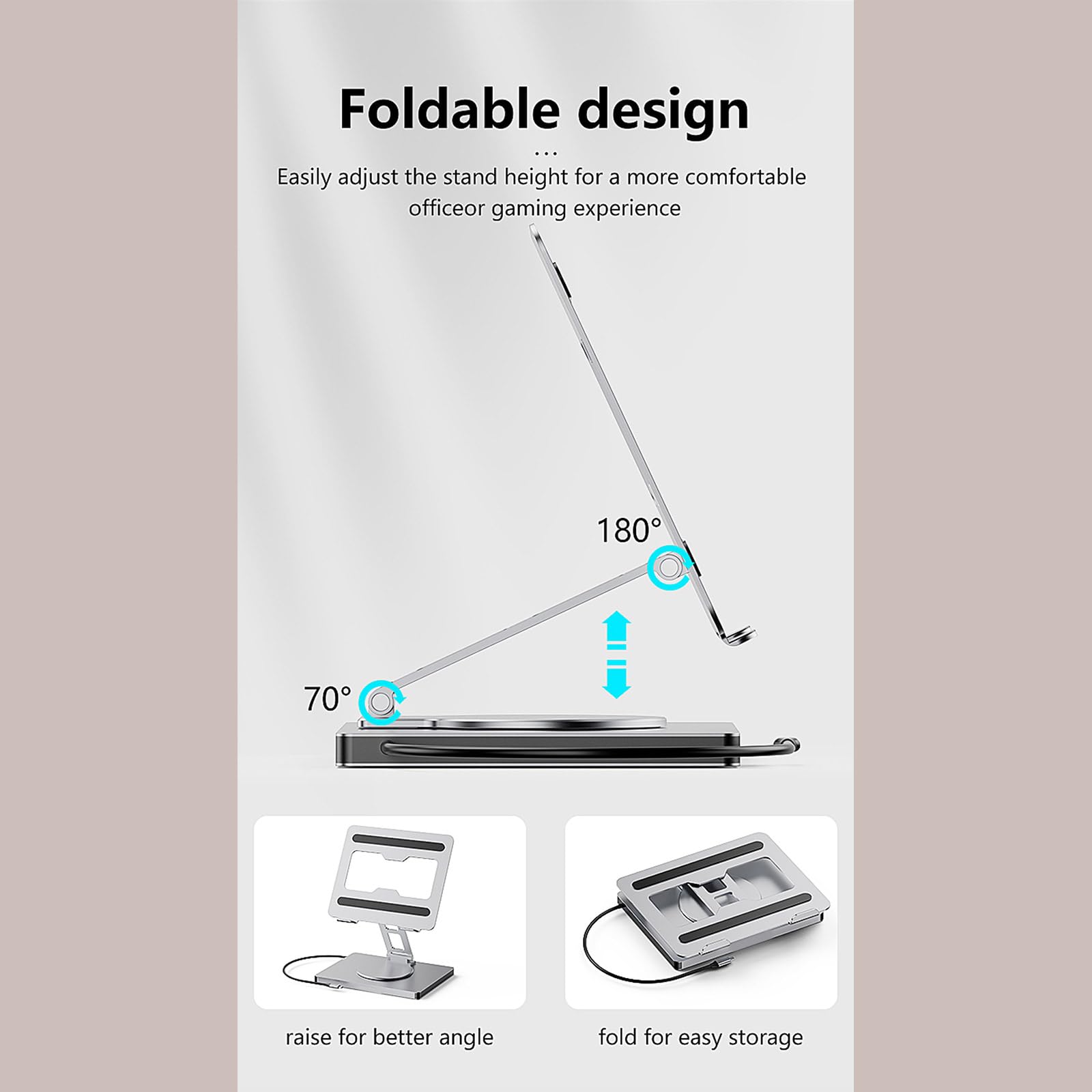 Station d ' accueil pour ordinateur portable 10 ports avec base rotative à 360 degrés et protections complètes des appareils Station d ' accueil pour ordinateur portable en alliage d ' aluminium
