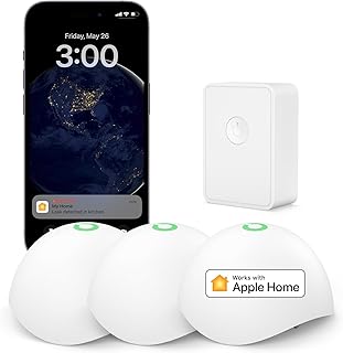 Meross Smart Water Sensor Alarm 3 Pack, WiFi Water Leak Detector Support Apple HomeKit, SmartThings, IP67 Waterproof with App Alerts, Alarm, 100M Range for Home Basement Kitchen (Meross Hub Included)