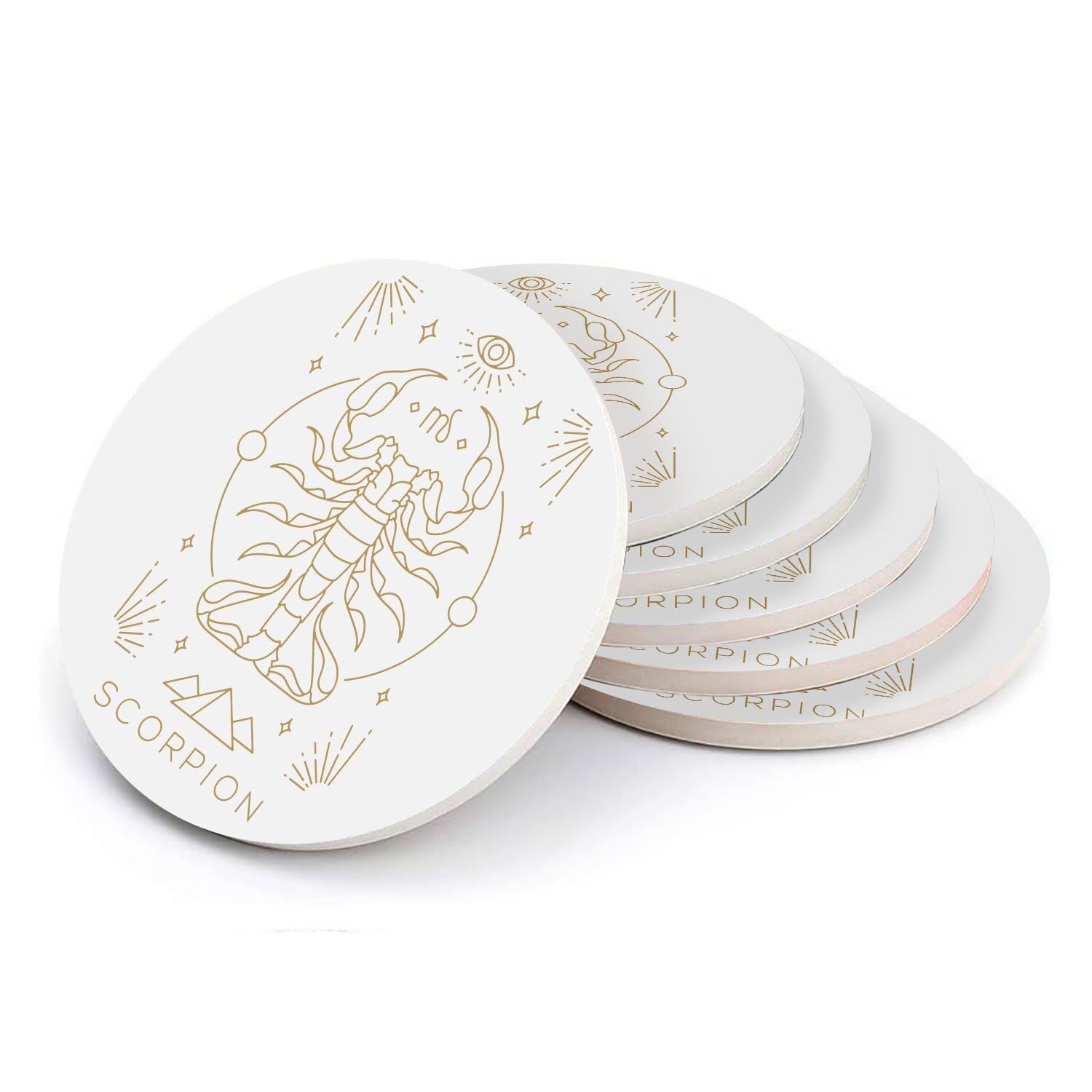 Sous-verre ronds en céramique Scorpion lot de 6 dessous de verre astrologie bohème 108mm
