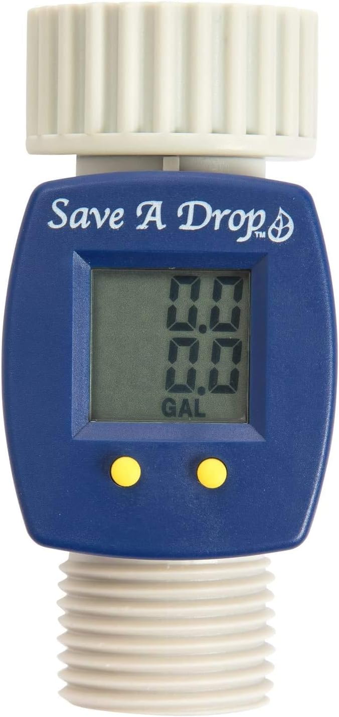 Save A Drop Water Flow Meter | Measure Gallon Usage from an Outdoor Garden Hose | Helps Conserve Water