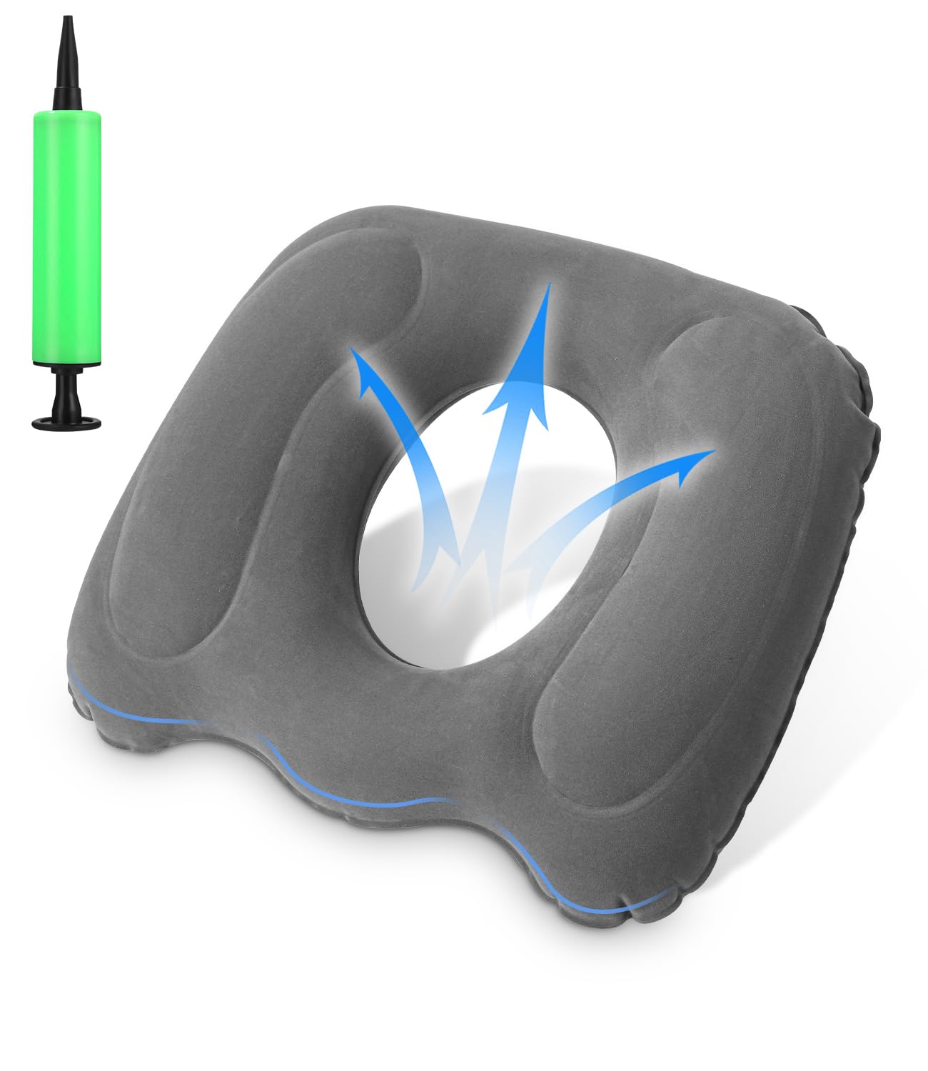 Cojín Ortopédico Inflable,Cojin Antiescaras,Cojín Coxis Inflable con Bomba,Cojin Ergonomico Silla Oficina,Cojin Coxis,para Dolor en la Rabadilla,Próstata,Cojin Hemorroides,para Oficina,Silla de Ruedas