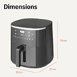 Amazon Basics 4.4-Quart Air Fryer with Easy View Window, 8 Preset Menus, 1400W, Black