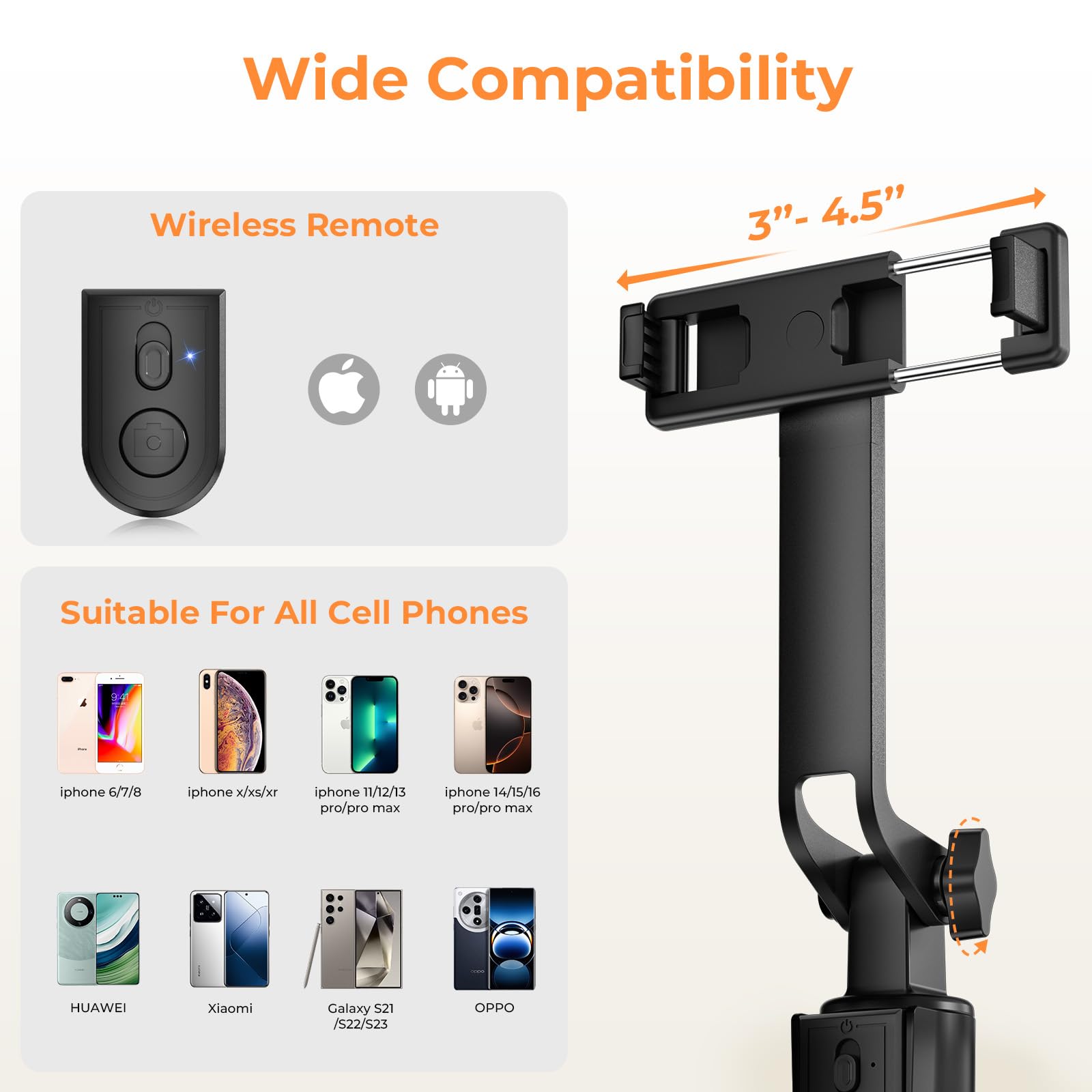 Sensyne Palo selfie de 53 pulgadas para teléfono, trípode de viaje extensible con control remoto desmontable para fotografía, selfies, compatible con todos los teléfonos celulares, color negro