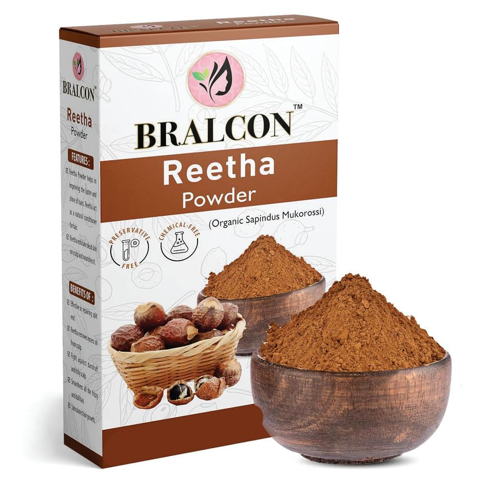 Image of BRALCON Natural Amla, Reetha, Shikakai, Bhringraj, Hibiscus Powder Combo 500g (100g x 5 Pack) Hair Conditioner for Hair & Skin Care