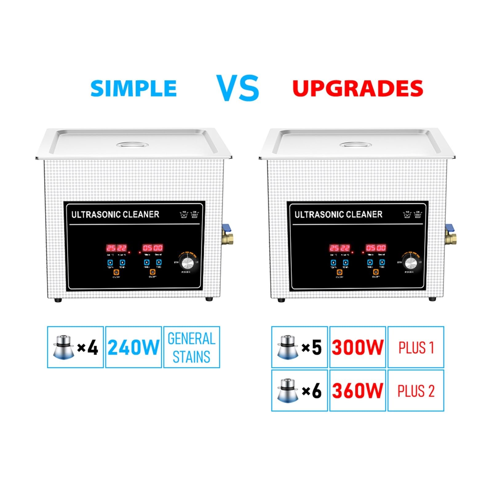 Limpiador de joyas, Máquina De Limpieza Ultrasónica, 360W 10L Limpiador Transductor Potencia Baño 40Khz Sensor Alta Frecuencia Piezas Automóvil Equipo Laboratorio LP PCB,para retenedores