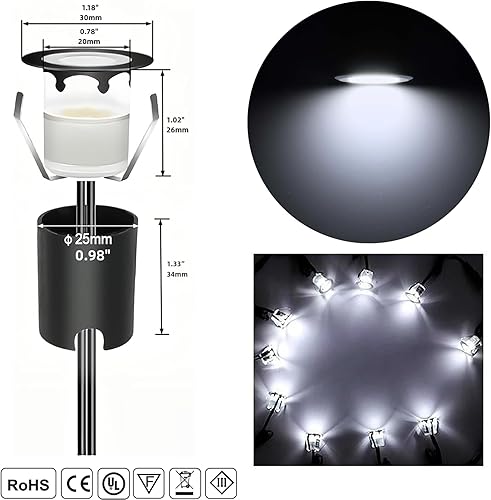 Miniatura 3 de RNEHON - Luz LED empotrable blanca natural, 12 V, luces de bajo voltaje con carcasa protectora, 1.18 luces de paisaje al aire libre para jardín,