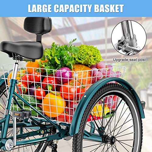 image for Slsy Adult Tricycles 7 Speed, Adult Trikes 20/24 / 26 inch 3 Wheel Bik