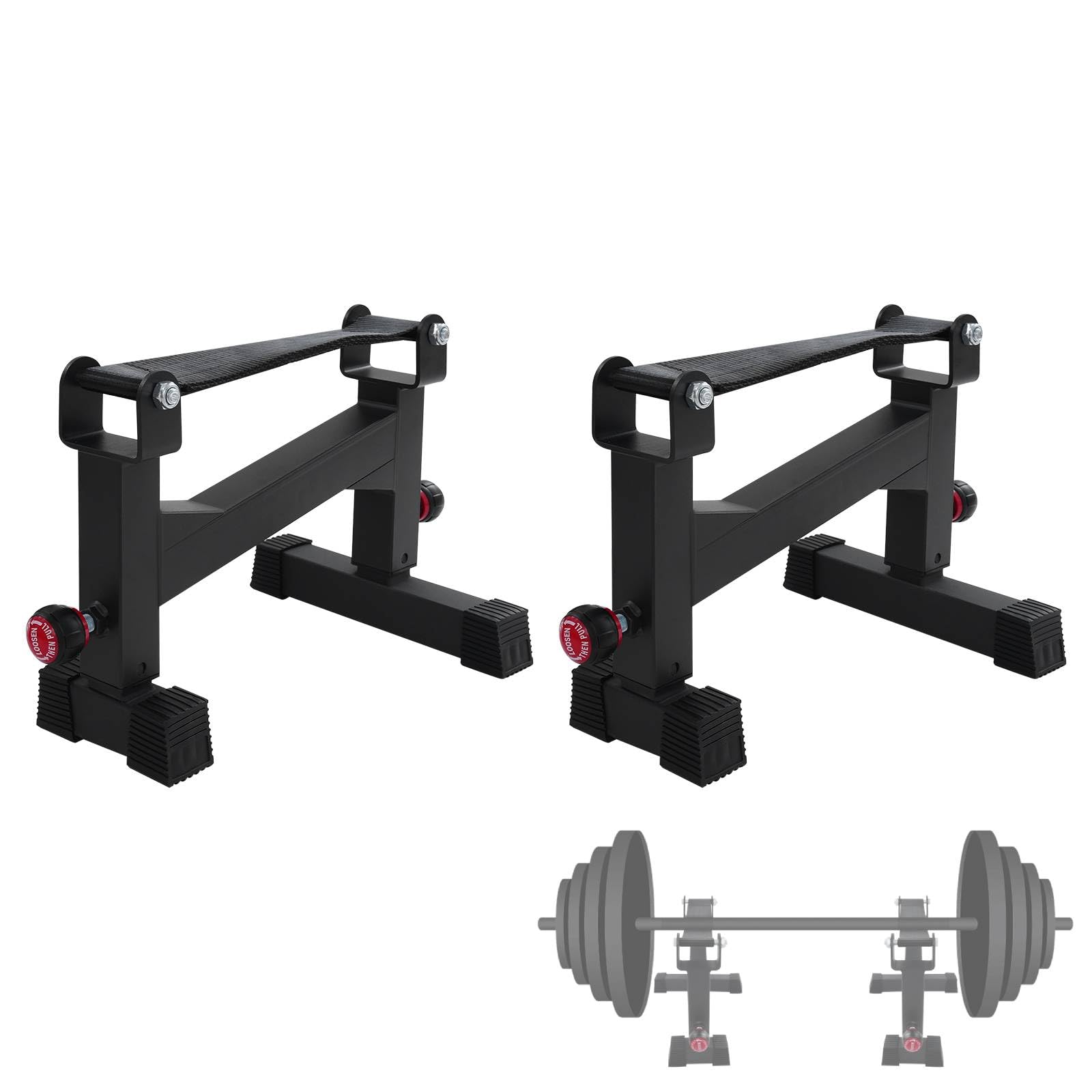 2 sollevatori professionali, Squat Rack Deadlift, supporto per imbracatura, altezza regolabile, antiscivolo, capacità di carico 300 kg, ammortizzatore deadlift per allenamento di forza e palestre