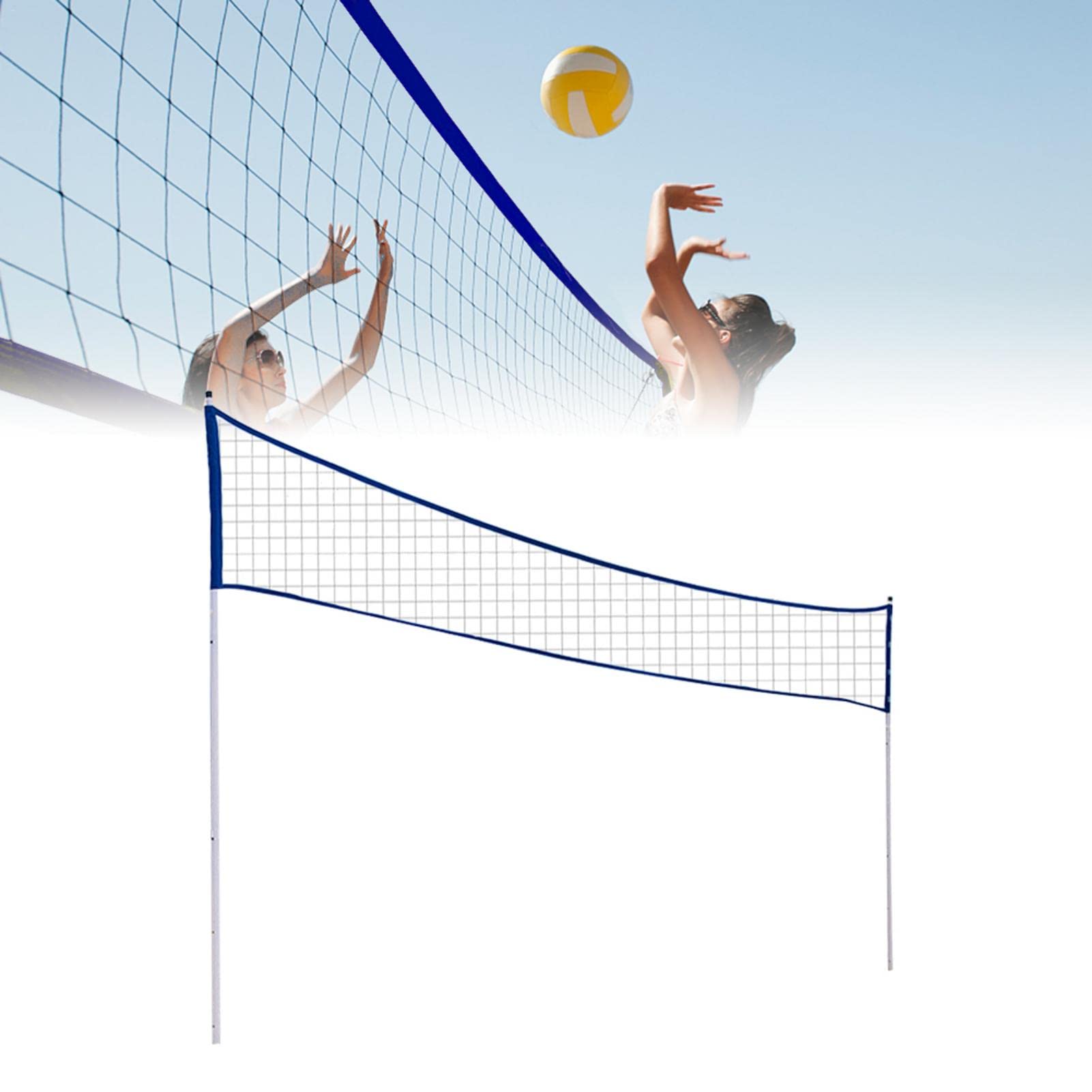 Filet de volleyball portable avec barre filet de tennis de badminton de volleyball réglable pliable pour parc sur la plage en plein air