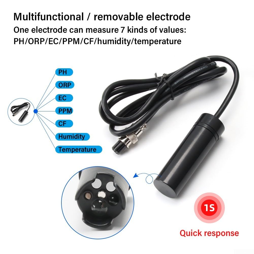 7-in-1 Wasserqualitätsanalysator für Schwimmbad mit WLAN, pH/ORP/Salz/TDS/Temperatur, Steckbetrieb, hohe Genauigkeit