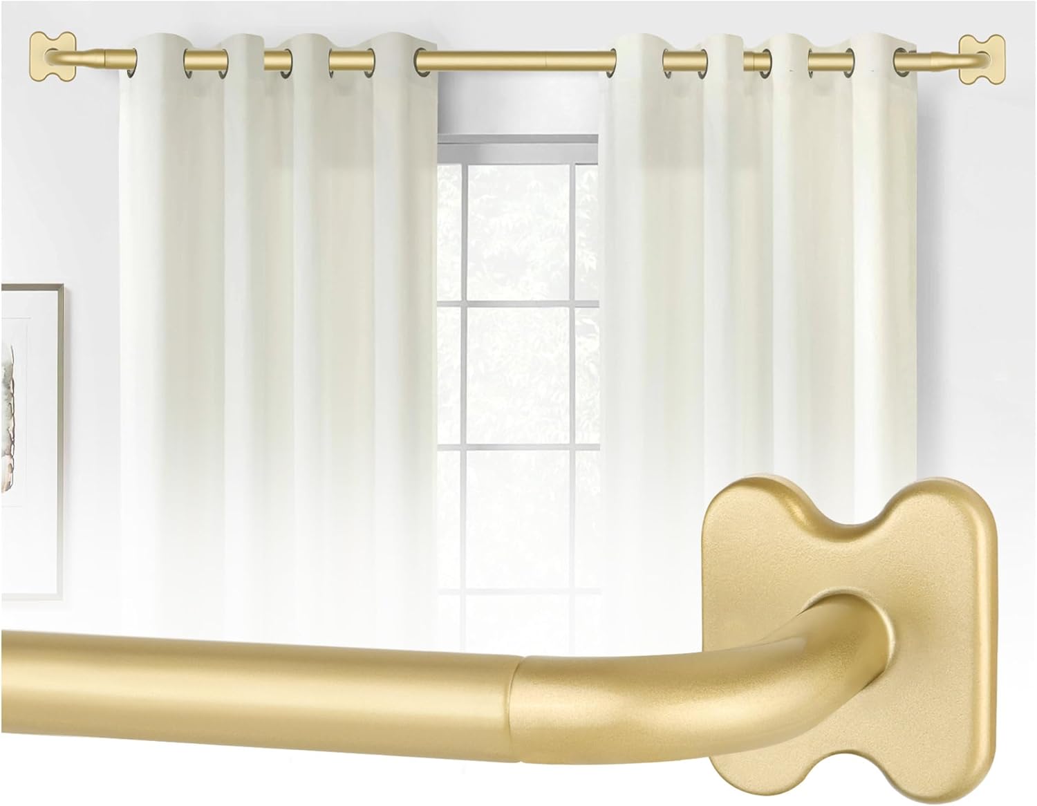 Blackout Curtain Rods for Windows 66 to 120 Inch, USFOOK Gold Wrap Around Curtain Rod, Room Darkening Drapery Rods 35 to 118 inch