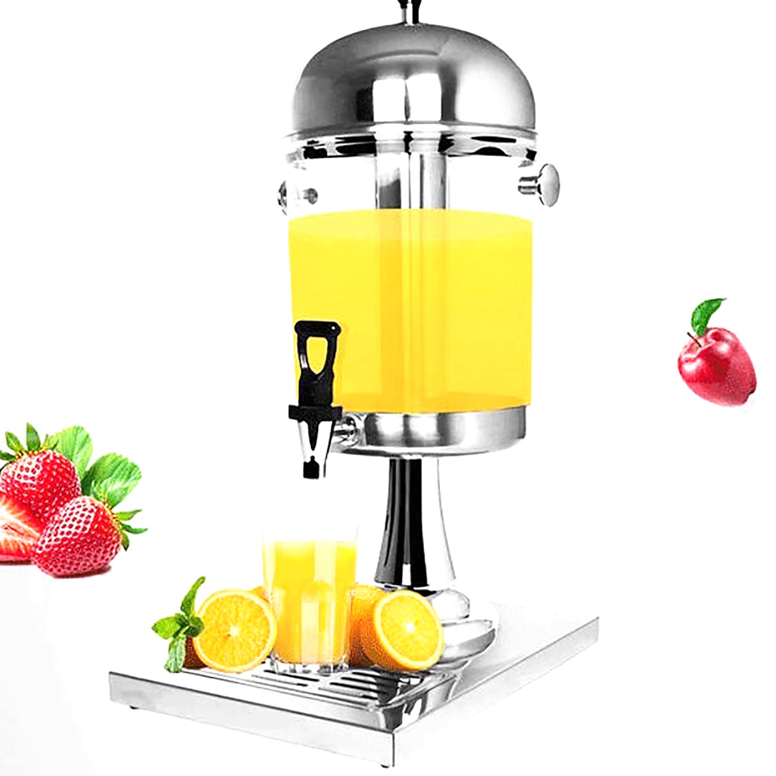 COYEUX Distributeur de Boissons, Distributeur de Boissons en Verre avec Couvercle, avec bac d'égouttage et Base, gobelet à jus de 8 l avec réfrigérateur à glaçons, Convient pour Les jus, l'extérieur