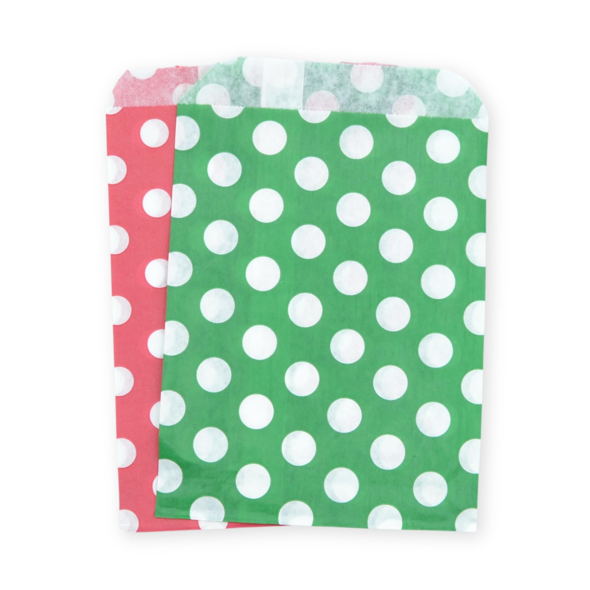 celloexpress 7" x 9" Red & Green Polka Dot Paper Sweet Bags - Classic Confectionery Gift Shop Goodie Party Bags (Pack of 500)