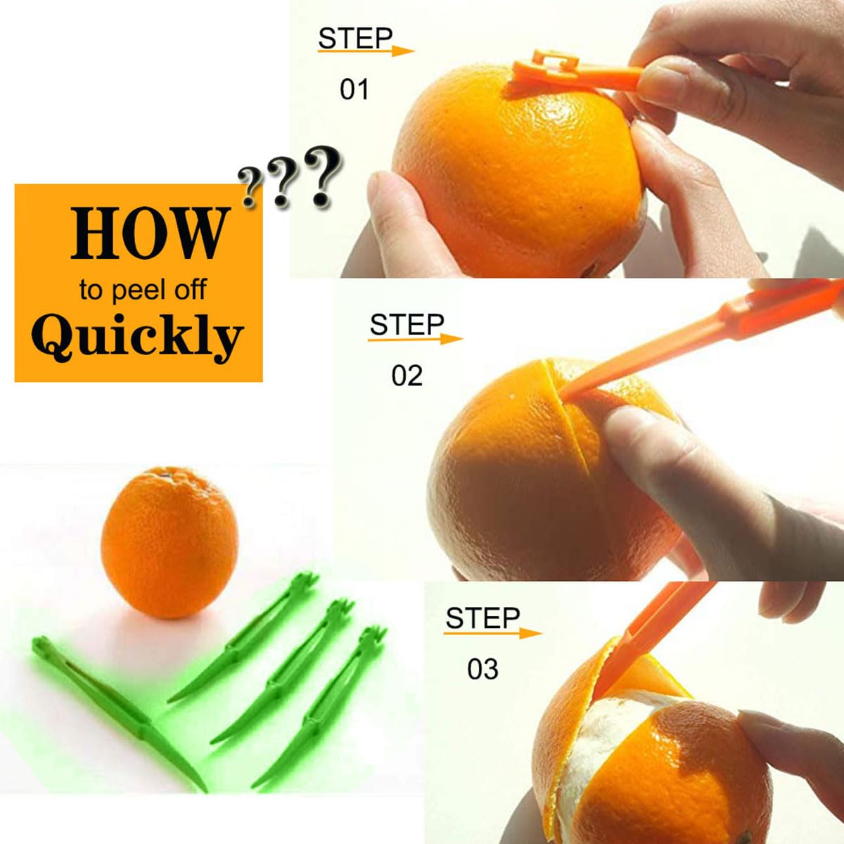 Herramientas peladoras de naranja, cortador de cáscara de cítricos, cortador de frutas y verduras, cortador de limón, removedor de abridor, herramienta de frutas, utensilios de cocina, artilugios, 4