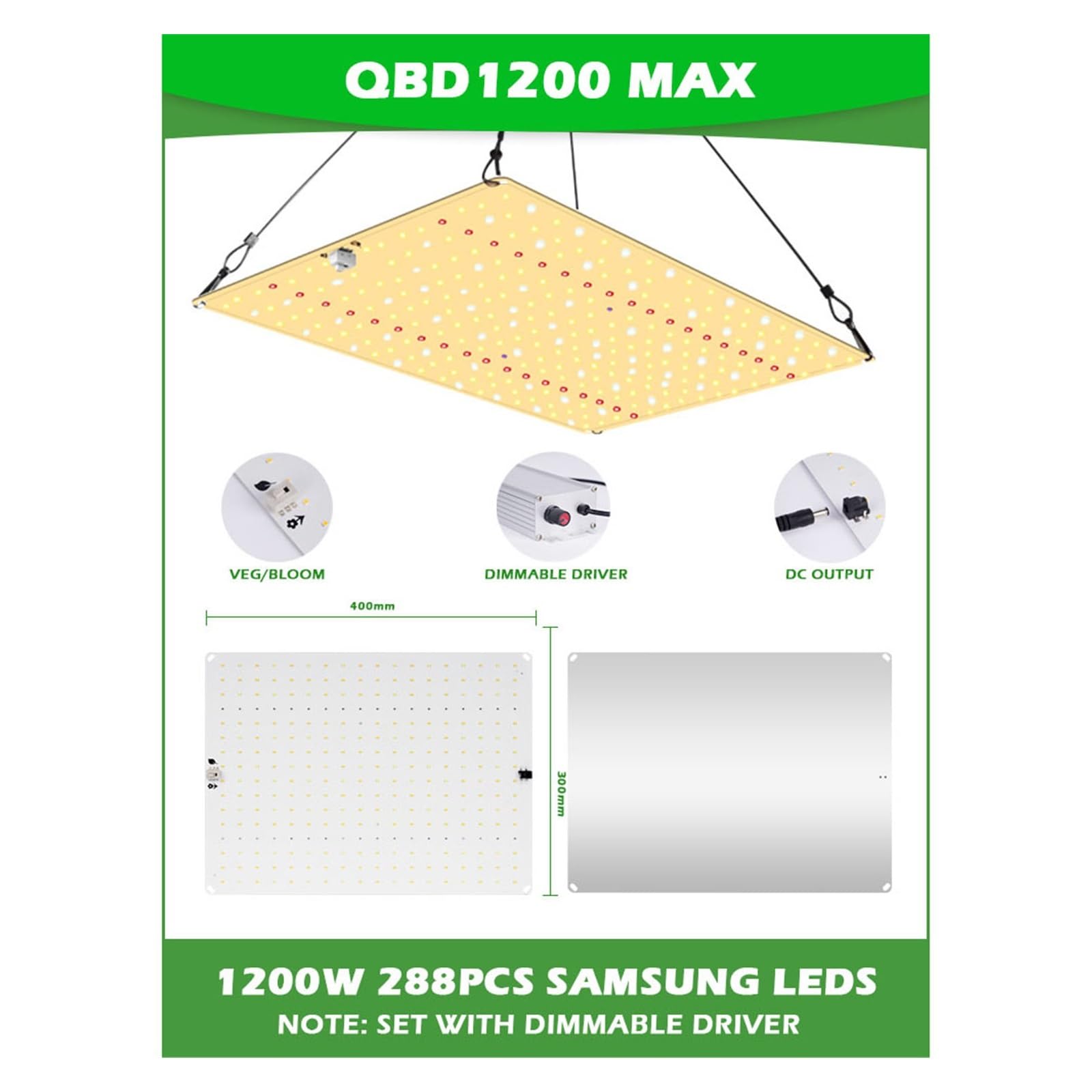 LED Grow Light 600W 800W 1000W 1200W 1500W Lampada Phyto a spettro completo for piante da interno Piantine di fiori Illuminatore orticolo(QBD1200 MAX)
