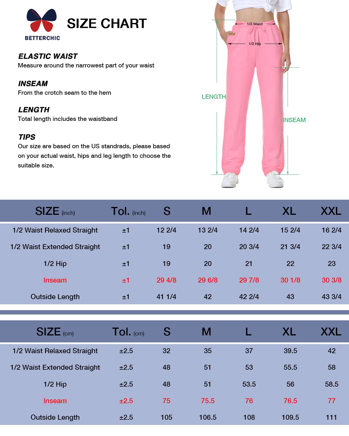 BETTERCHIC Pantaloni della tuta da donna antistatici in micropile con tasche a gamba dritta pantaloni della tuta per le donne taglia S-2XL