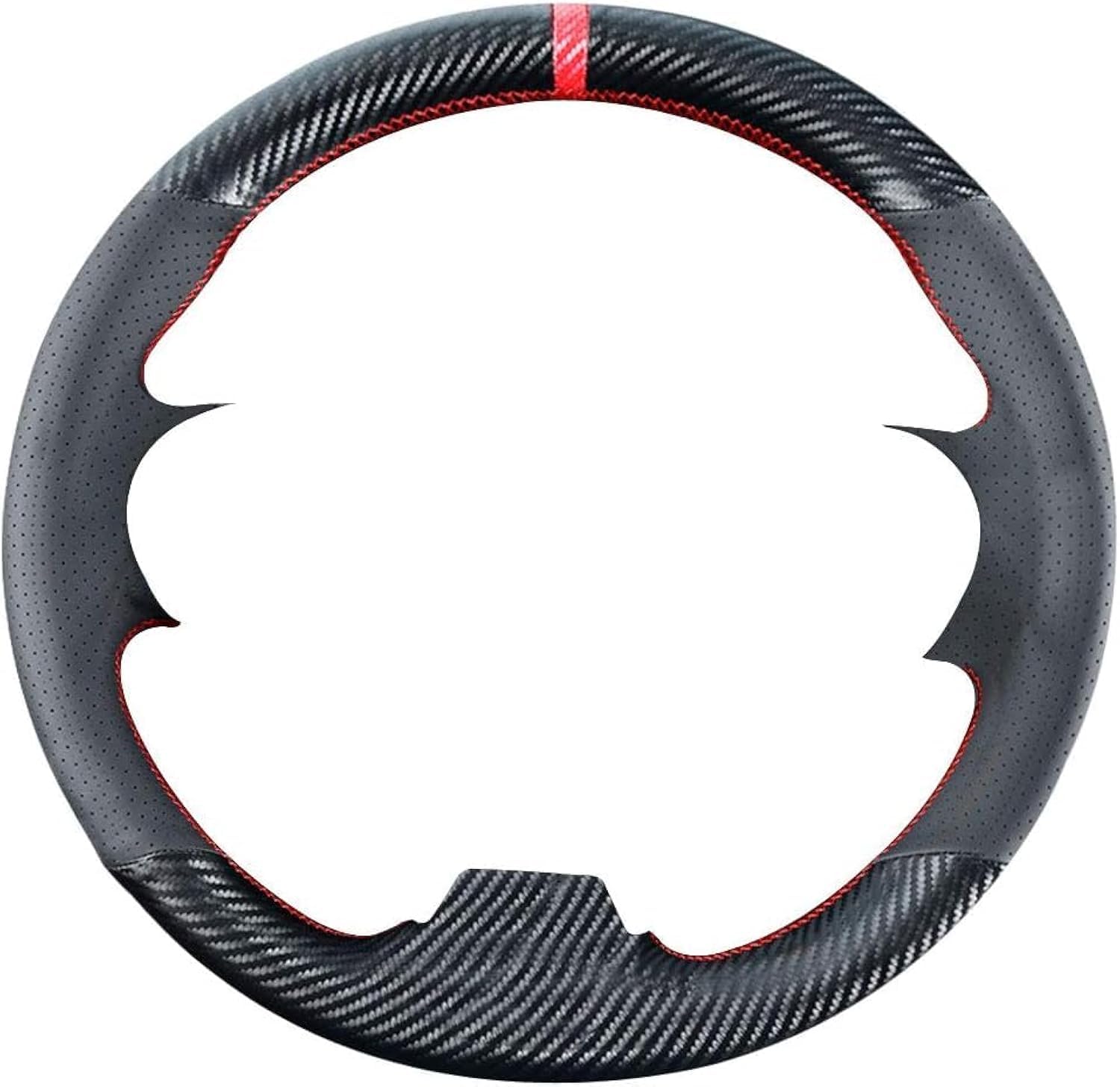 Funda de Volante de Fibra de Carbono para Honda Civic de 9ª generación 2012 2013 2014 2015 13.5-14.5 Pulgadas, Accesorios Interiores de Cuero de Microfibra Negra