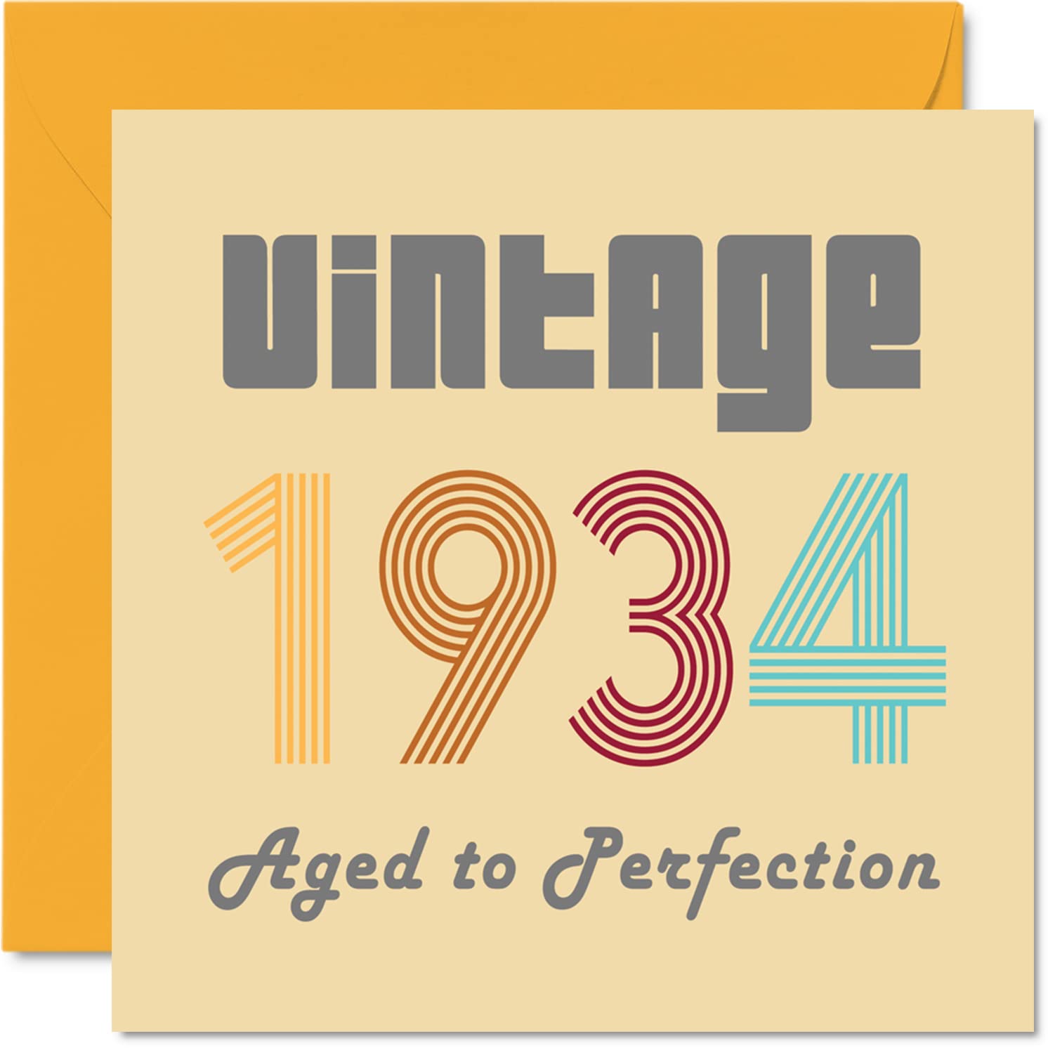92nd Birthday Cards for Women and Men, Vintage 1934 Aged To Perfection