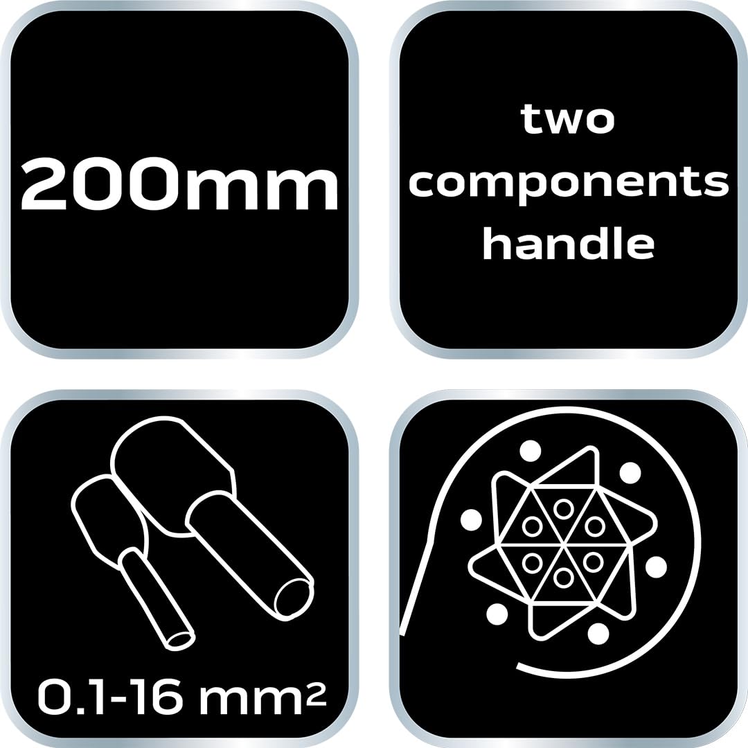 NEO TOOLS Pinza crimpatrice per capicorda, pinza crimpatrice per 0,1 – 16 mm², per capicorda isolati, pinza per crimpare