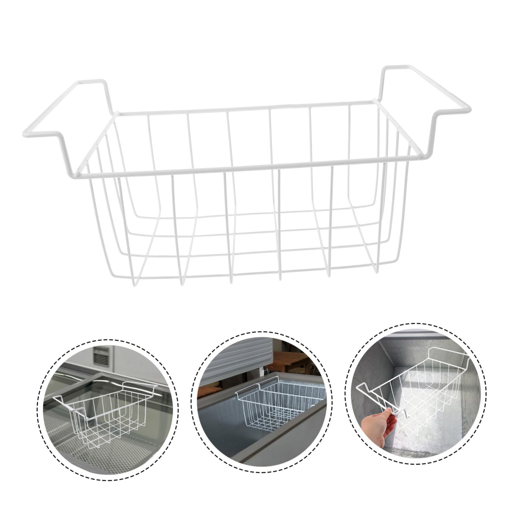 iplusmile Cestas Colgantes para Congelador 3 Piezas 42x22x20 Cm Malla Alambre Resistente Organizador Almacenamiento Refrigerador Congelador Uso Doméstico