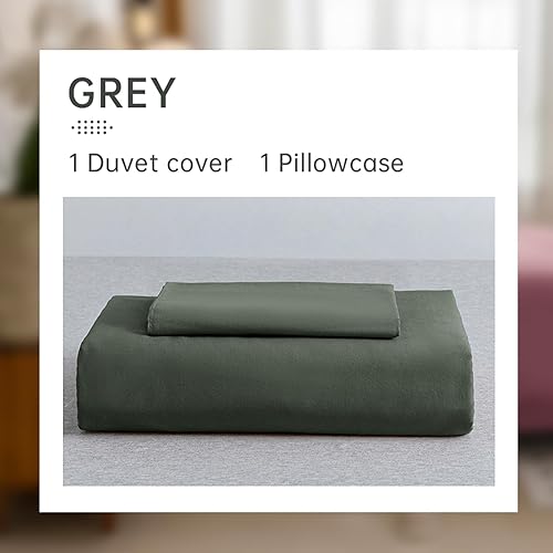 Miniatura 9 de JELLYMONI - Juego de funda de edredón de algodón 100 % lavado, 2 piezas de lujo suaves y a juego con cierre de cremallera. Funda de edredón de un