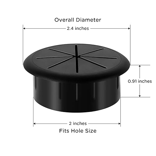Vista 31 de HYCC Paquete de 5 ojales flexibles de escritorio de 2-3/8 pulgadas, organiza cables y cables en equipos de oficina, componentes de computadora