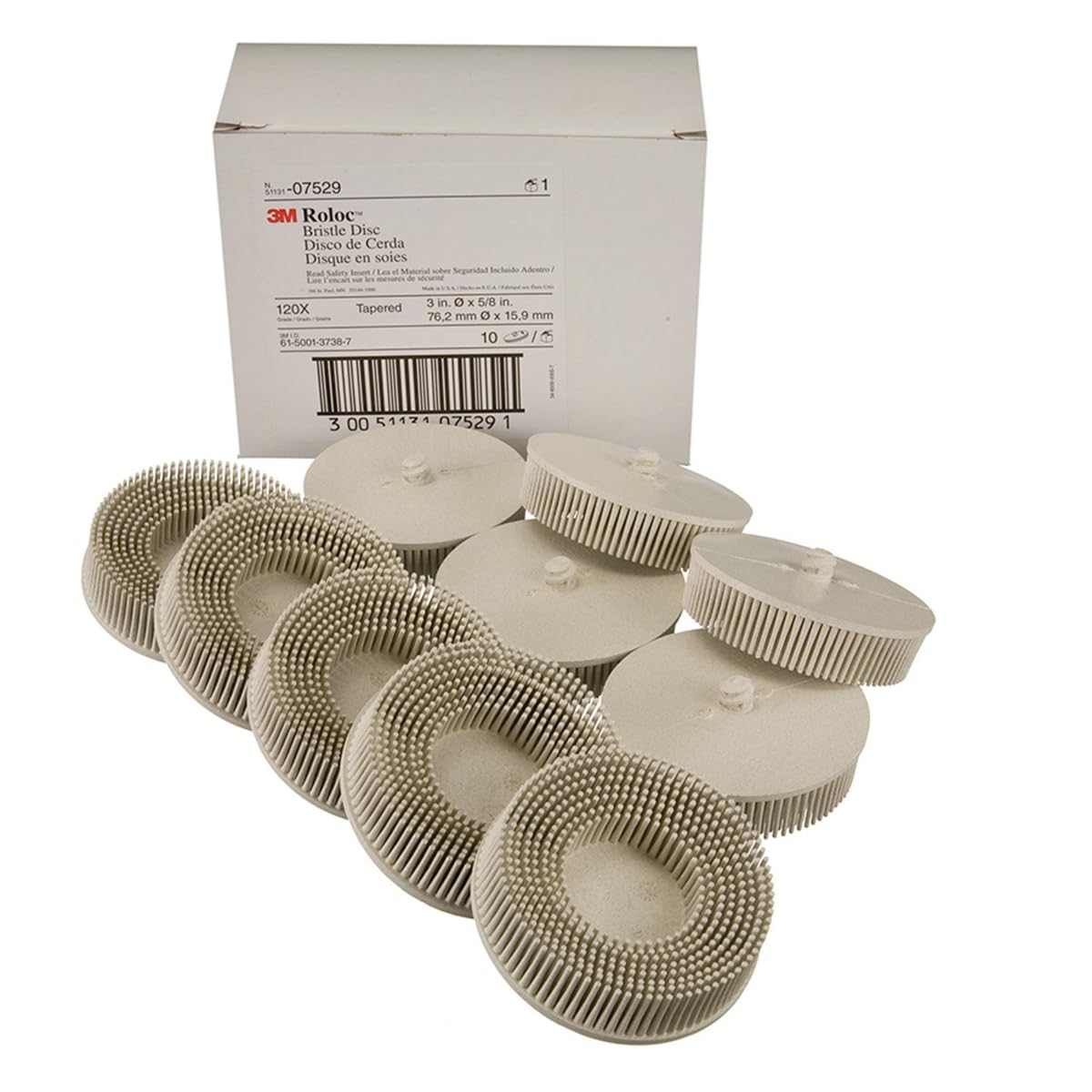 3M 7529 3-calowe tarcze z włosia szkockiego Brite, ziarnistość 120, drobne, białe